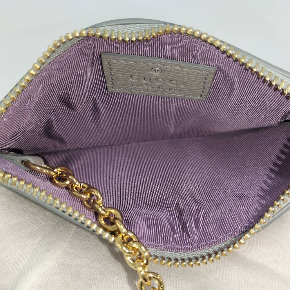 Gucci Coin Case Script Leather Gray — view 9