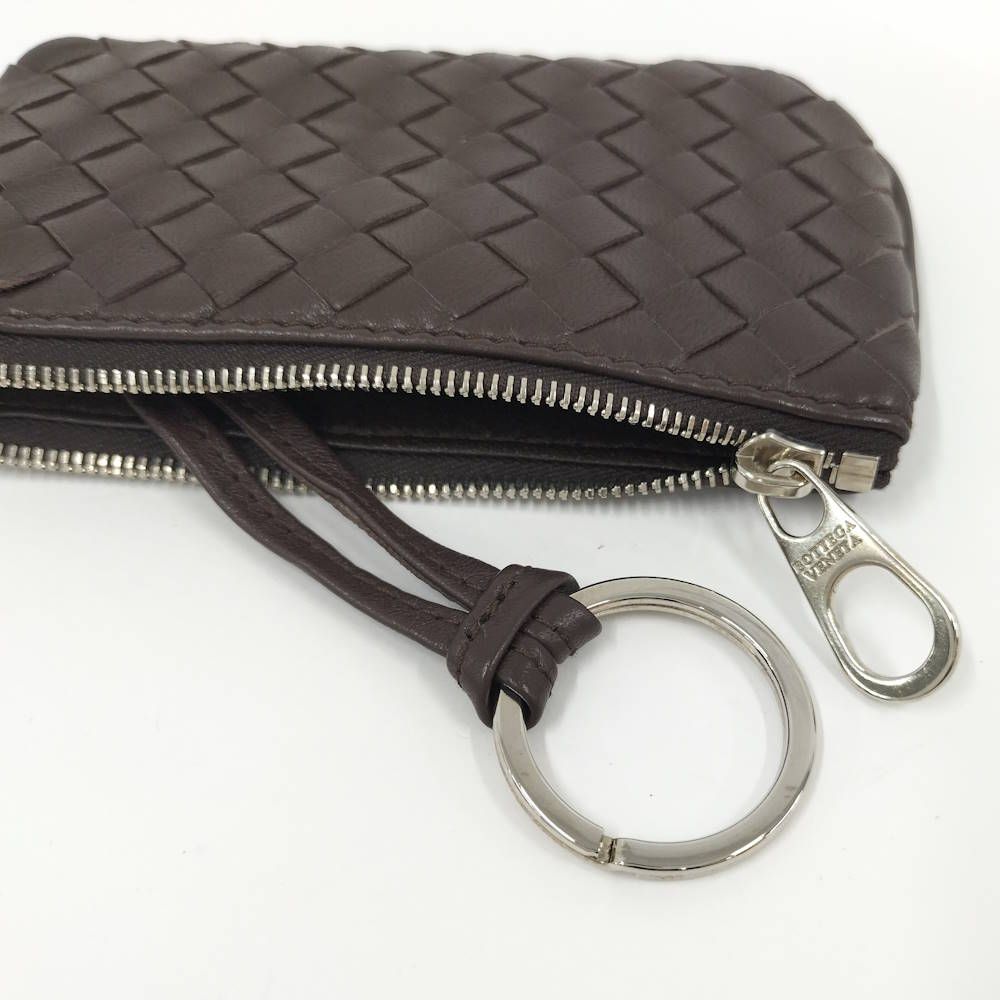 Bottega Veneta Coin Case Intrecciato Zip Around Leather Brown — view 8