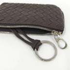 Bottega Veneta Coin Case Intrecciato Zip Around Leather Brown — view 8