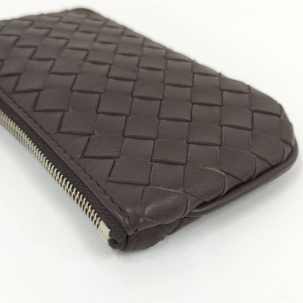 Bottega Veneta Coin Case Intrecciato Zip Around Leather Brown — view 6