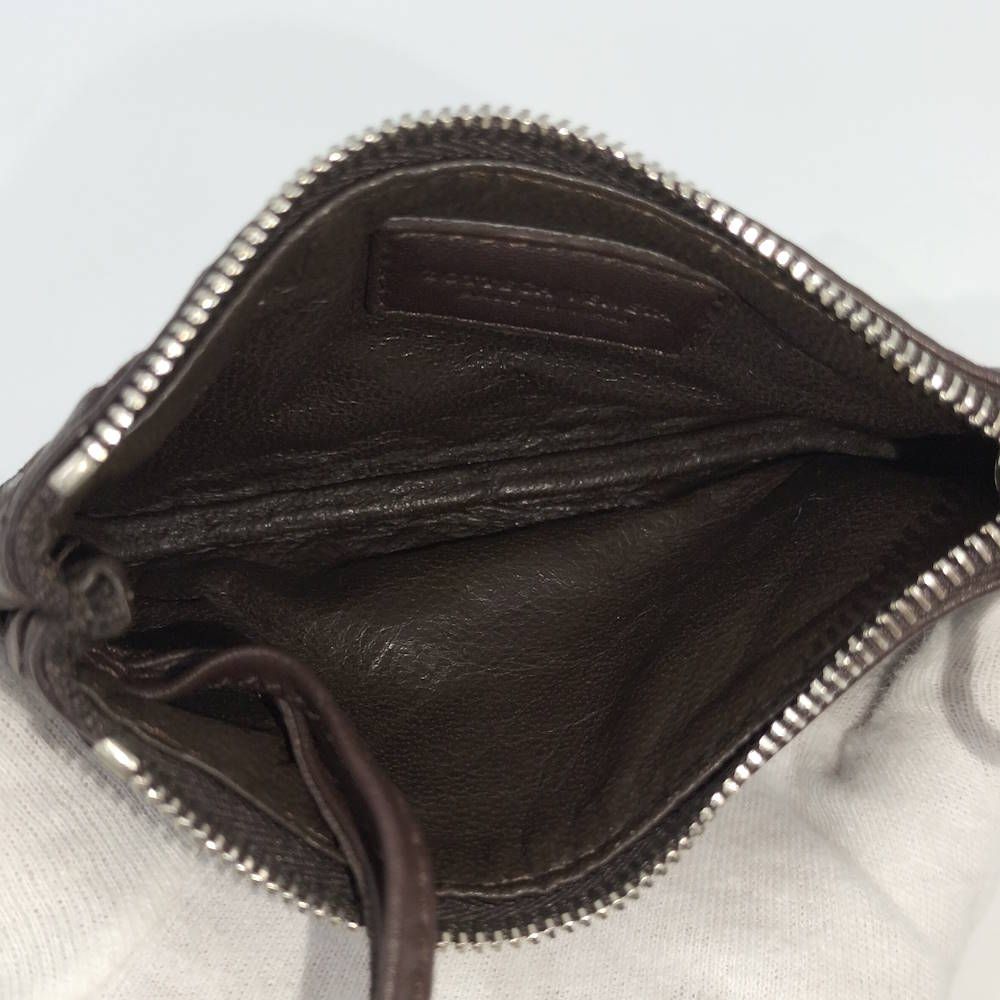 Bottega Veneta Coin Case Intrecciato Zip Around Leather Brown — view 9