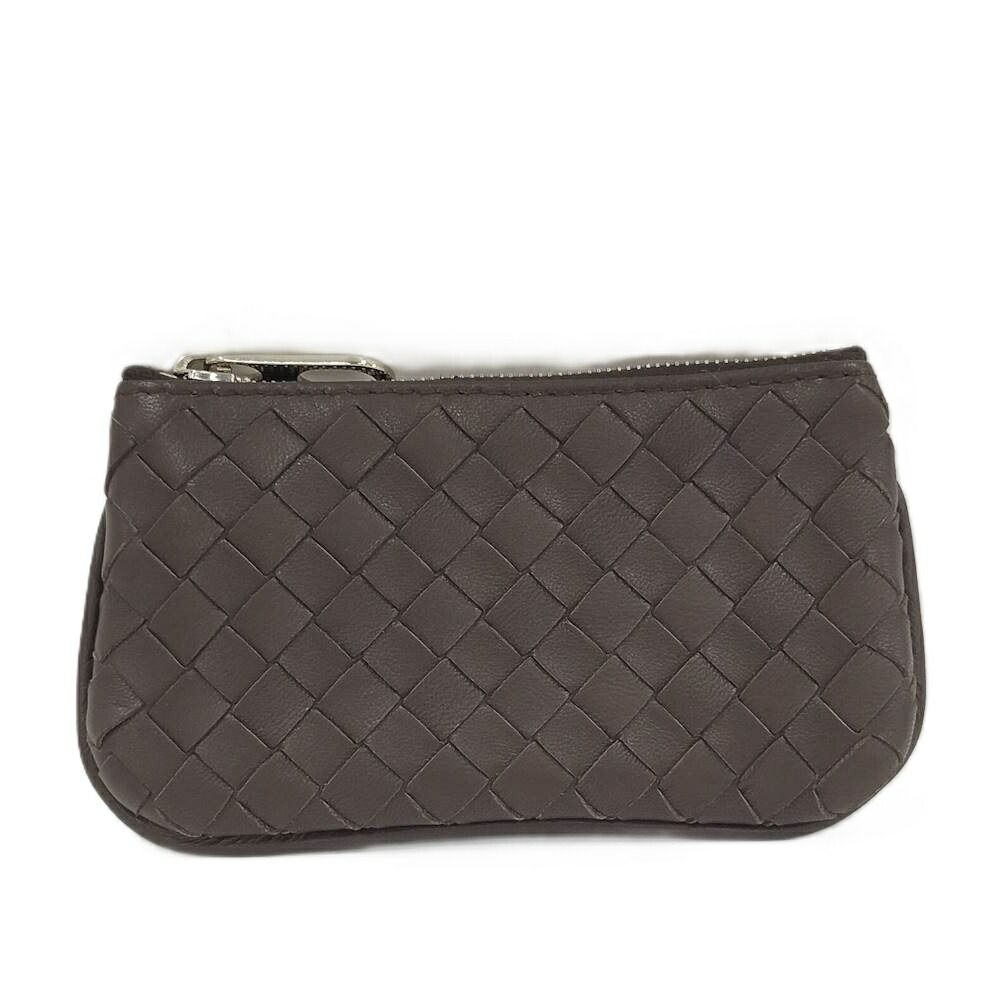 Bottega Veneta Coin Case Intrecciato Zip Around Leather Brown