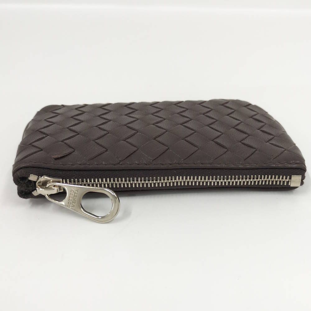 Bottega Veneta Coin Case Intrecciato Zip Around Leather Brown — view 5