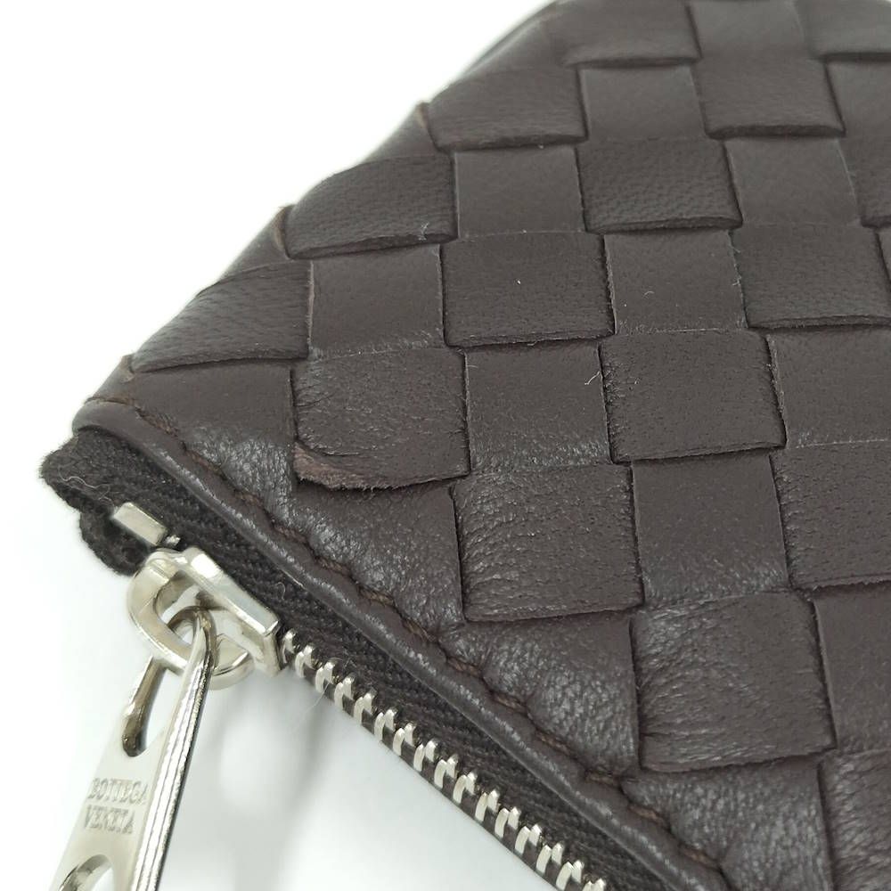 Bottega Veneta Coin Case Intrecciato Zip Around Leather Brown — view 7