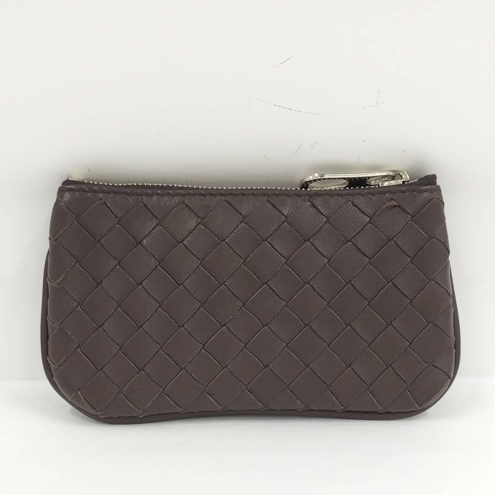 Bottega Veneta Coin Case Intrecciato Zip Around Leather Brown — view 2