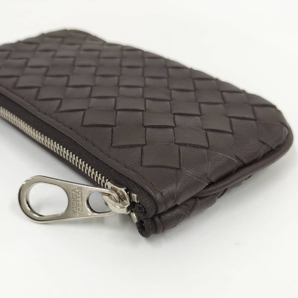 Bottega Veneta Coin Case Intrecciato Zip Around Leather Brown — view 3