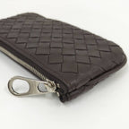 Bottega Veneta Coin Case Intrecciato Zip Around Leather Brown — view 3