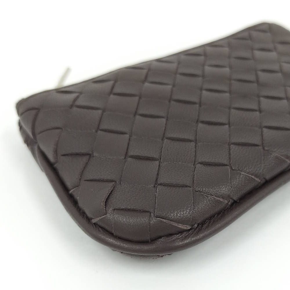 Bottega Veneta Coin Case Intrecciato Zip Around Leather Brown — view 4