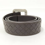Bottega Veneta Intrecciato Belt Leather Dark Brown Silver — view 2