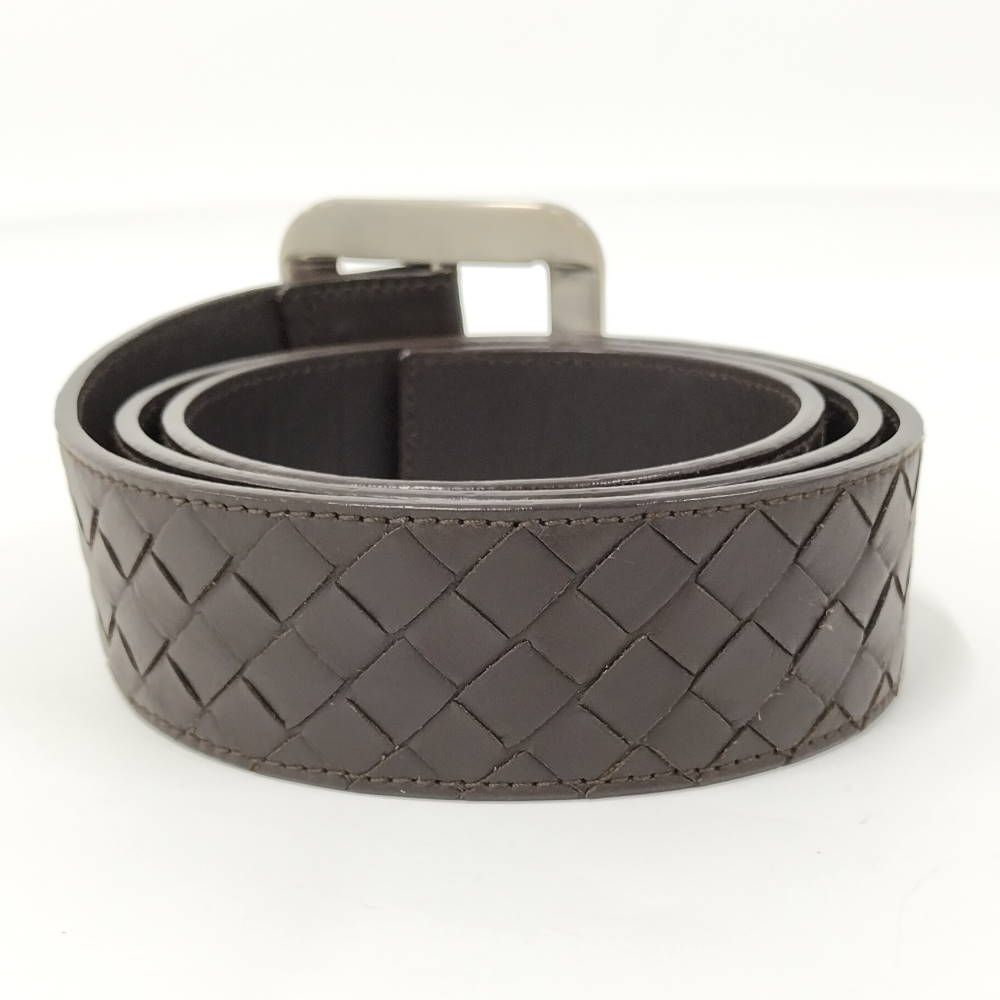 Bottega Veneta Intrecciato Belt Leather Dark Brown Silver — view 2