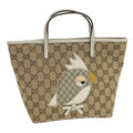 Gucci Tote Papagallo Parrot Canvas Beige