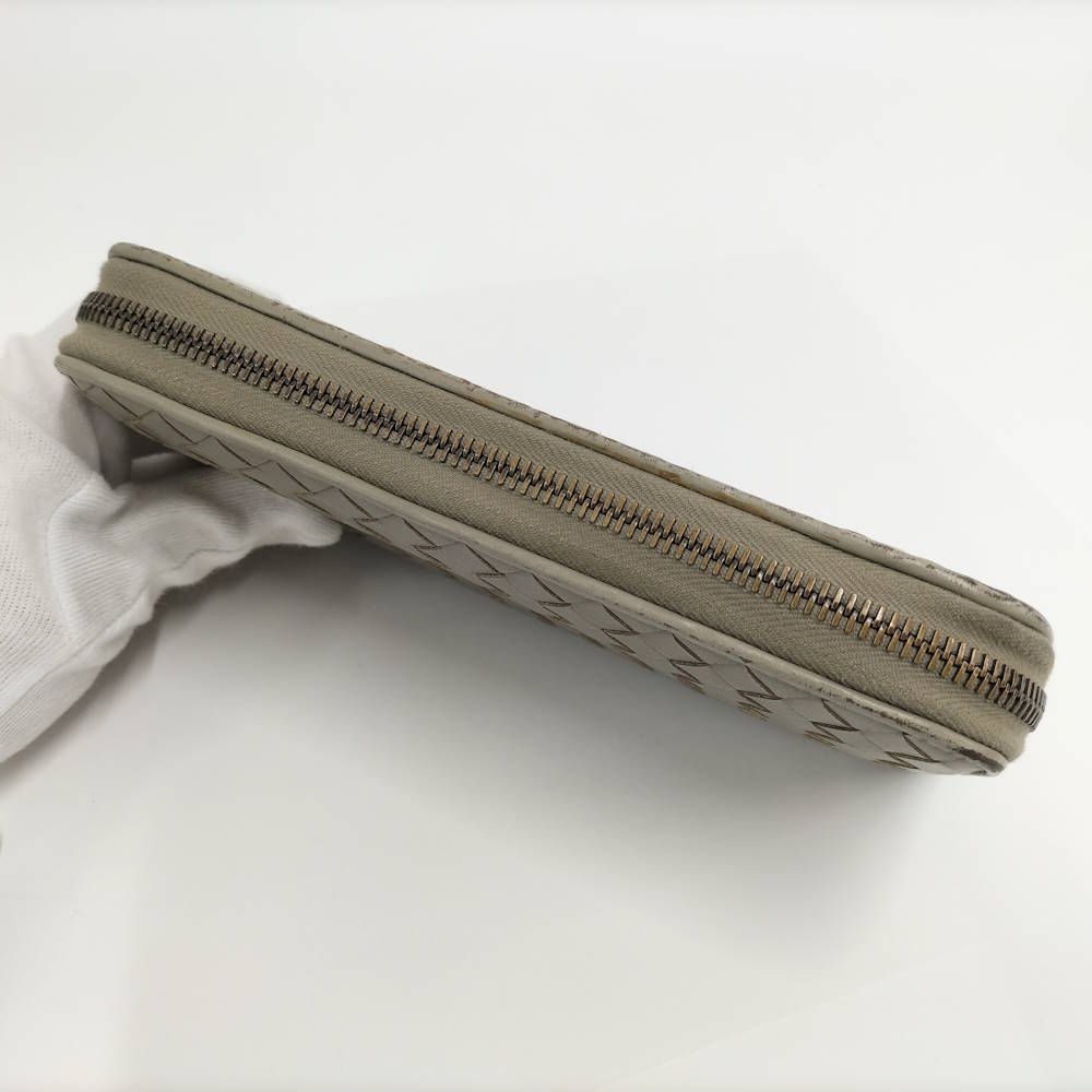 Bottega Veneta Zip Around Wallet Intrecciato Leather Gray — view 7