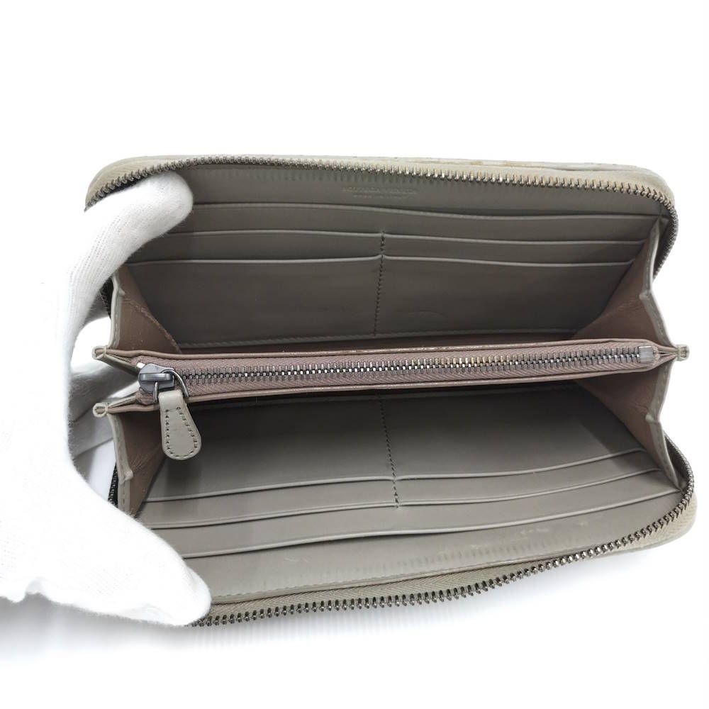 Bottega Veneta Zip Around Wallet Intrecciato Leather Gray — view 2