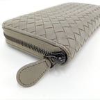 Bottega Veneta Zip Around Wallet Intrecciato Leather Gray — view 4