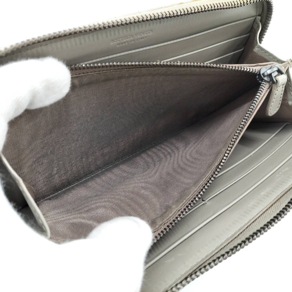 Bottega Veneta Zip Around Wallet Intrecciato Leather Gray — view 9