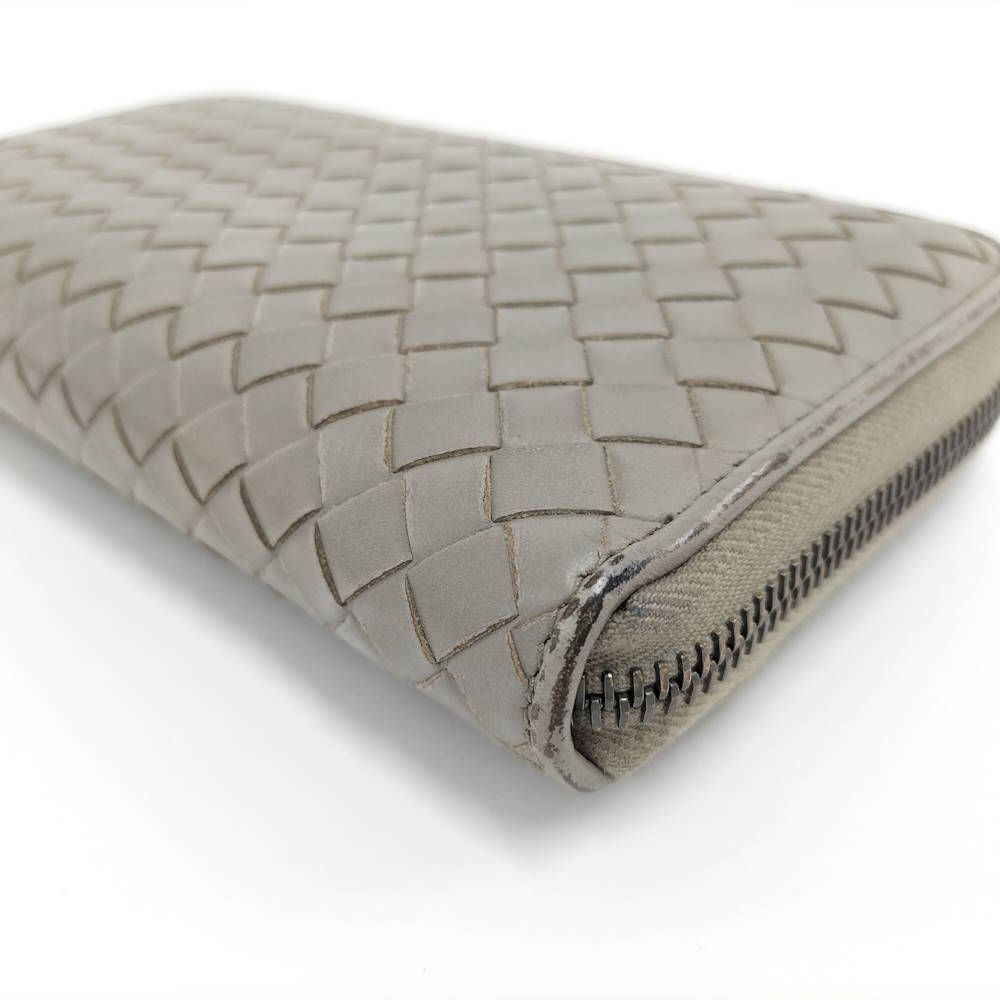 Bottega Veneta Zip Around Wallet Intrecciato Leather Gray — view 5