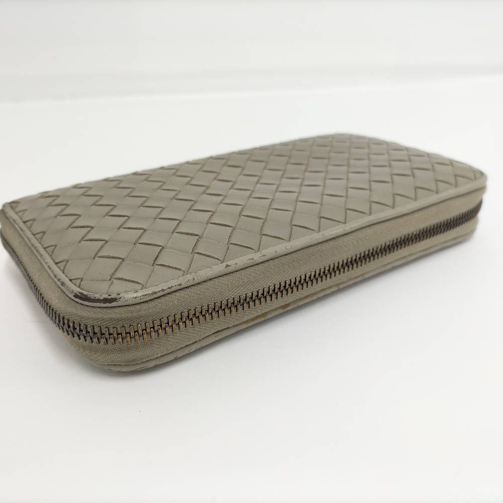 Bottega Veneta Zip Around Wallet Intrecciato Leather Gray — view 6