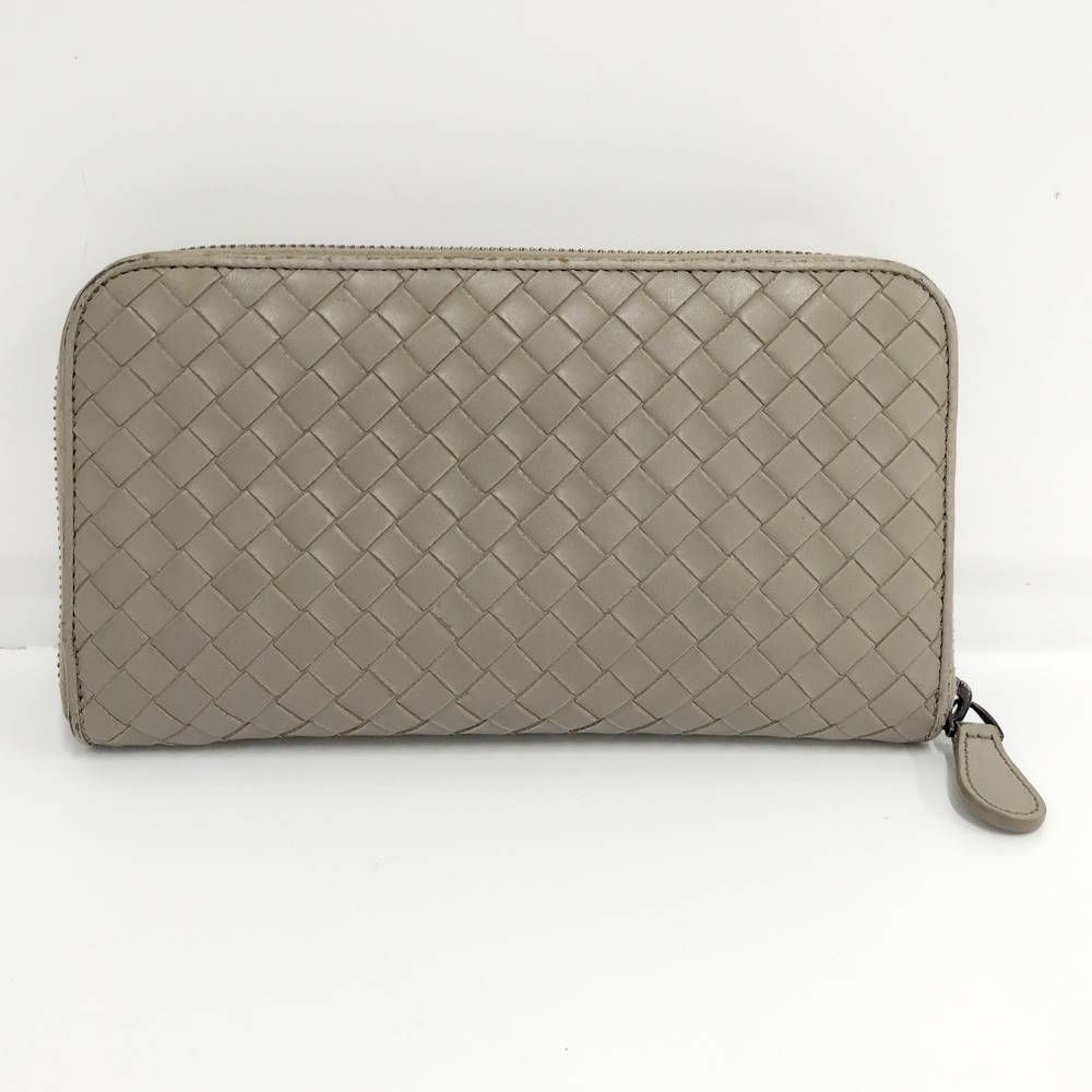Bottega Veneta Zip Around Wallet Intrecciato Leather Gray — view 3