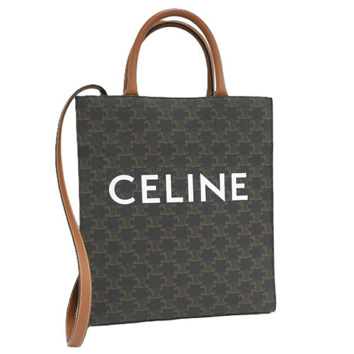 Celine 2-Way Shoulder Bag Tote Triomphe Small Bartical Cabas Brown