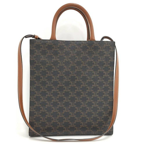 Celine 2-Way Shoulder Bag Tote Triomphe Small Bartical Cabas Brown — view 2