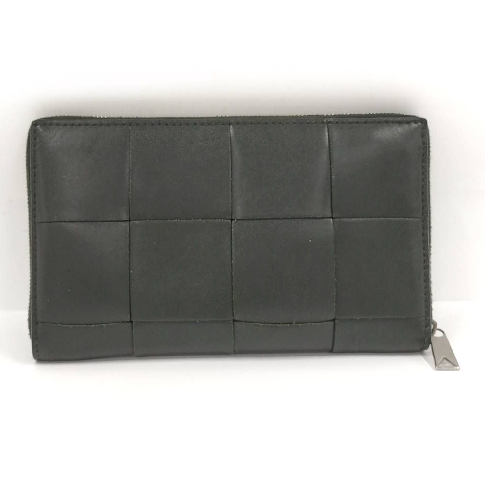 Bottega Veneta Cassette Zip Around Wallet Maxi Intrecciato Leather Dark Khaki — view 3