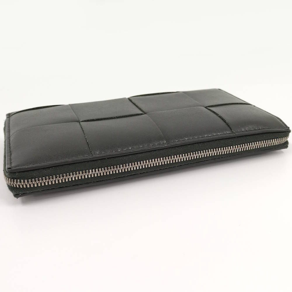 Bottega Veneta Cassette Zip Around Wallet Maxi Intrecciato Leather Dark Khaki — view 6