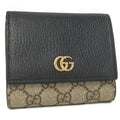 Gucci GG Marmont Trifold Wallet Leather Black Beige