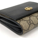 Gucci GG Marmont Trifold Wallet Leather Black Beige — view 5
