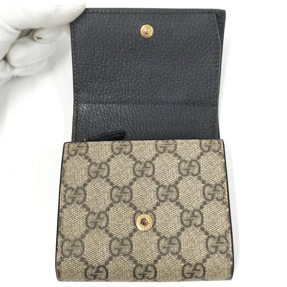 Gucci GG Marmont Trifold Wallet Leather Black Beige — view 2