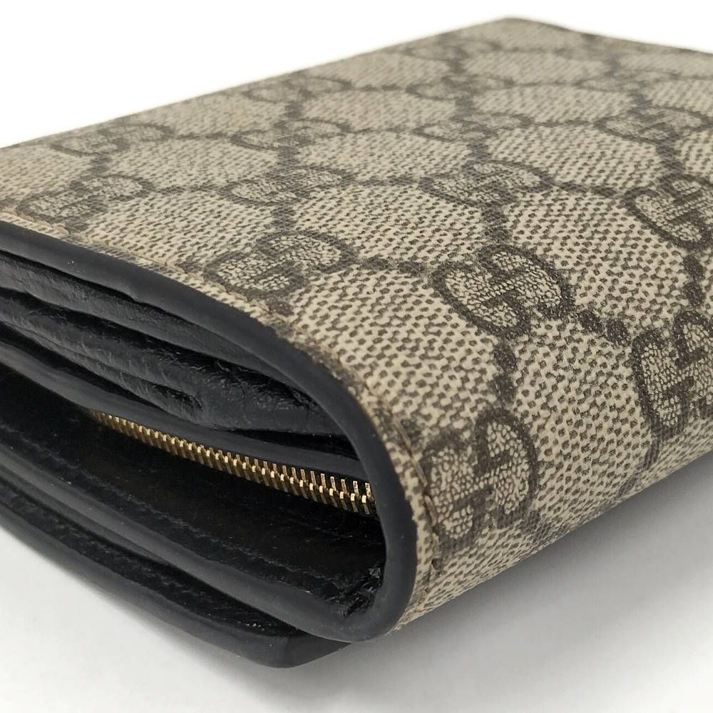Gucci GG Marmont Trifold Wallet Leather Black Beige — view 6