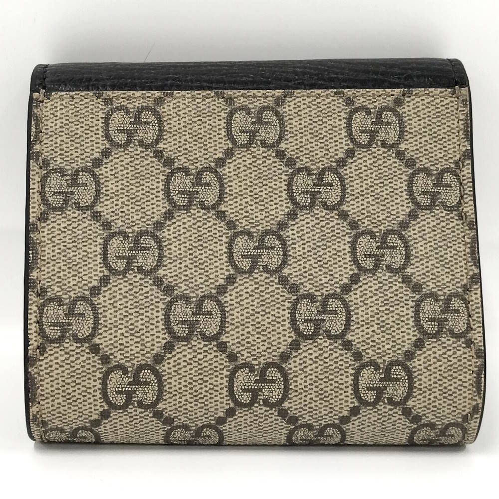Gucci GG Marmont Trifold Wallet Leather Black Beige — view 3
