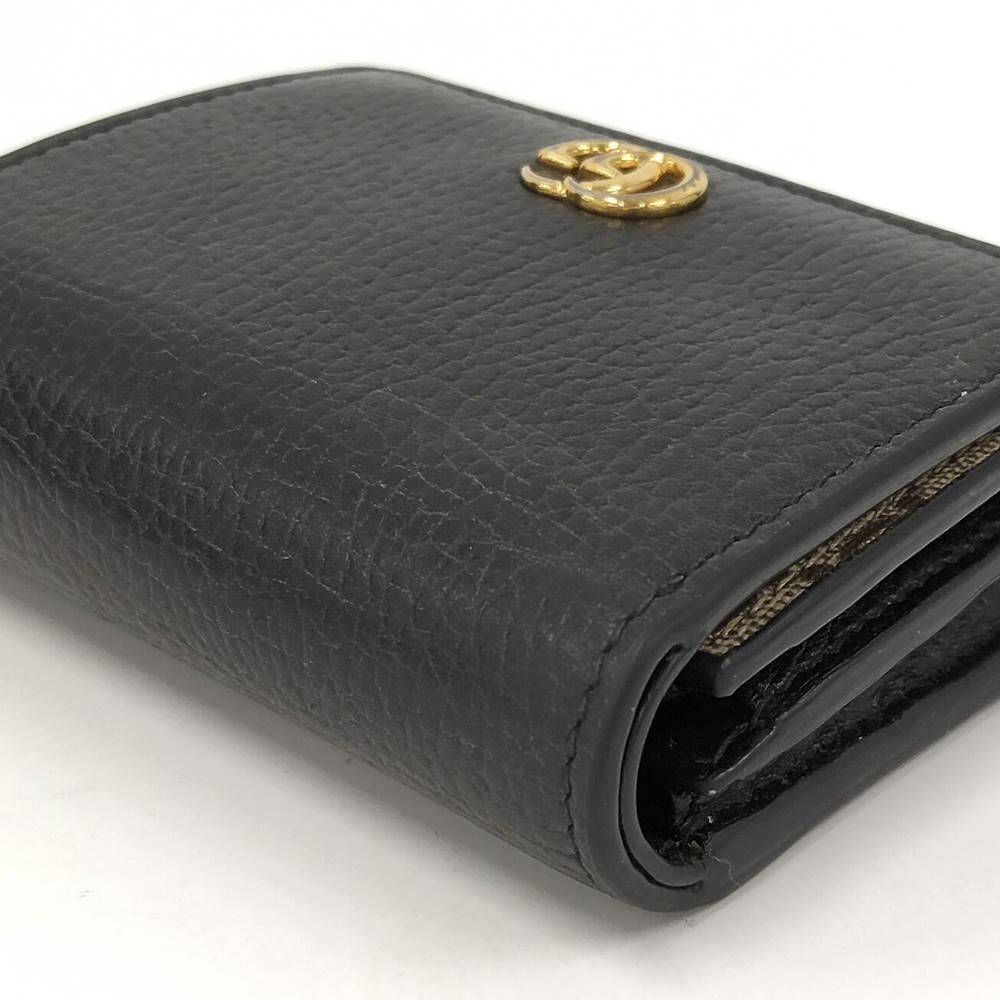 Gucci GG Marmont Trifold Wallet Leather Black Beige — view 4