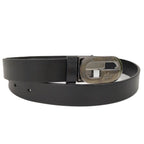 Gucci Belt Interlocking Leather Black Silver 70.28