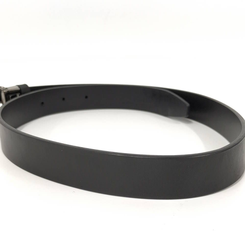 Gucci Belt Interlocking Leather Black Silver 70.28 — view 2