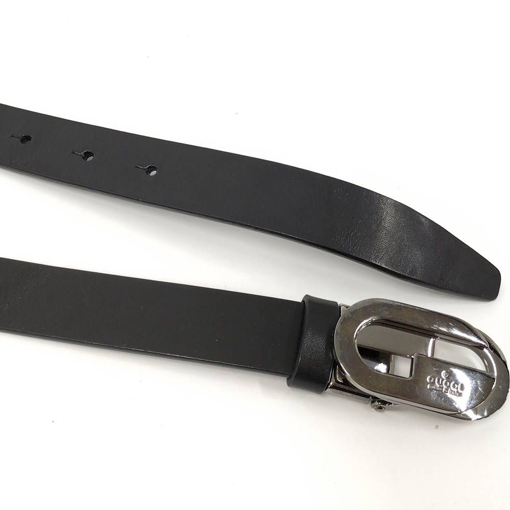 Gucci Belt Interlocking Leather Black Silver 70.28 — view 5