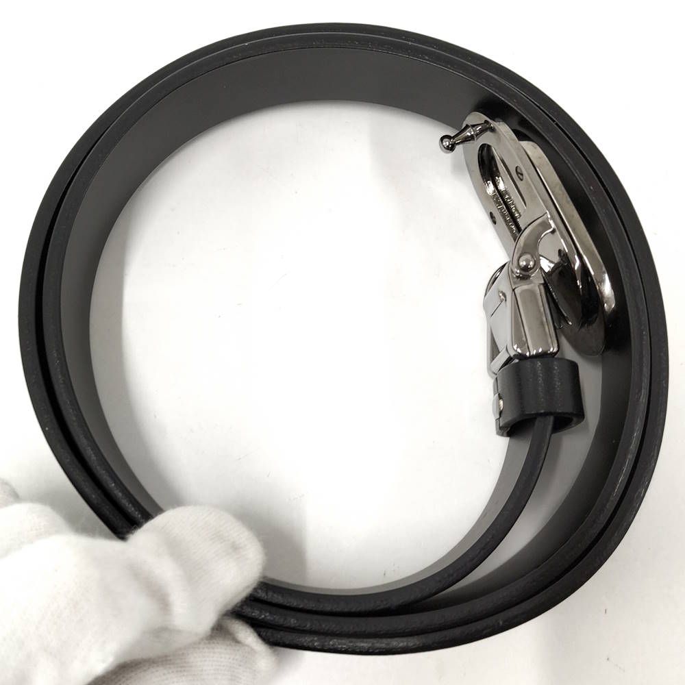 Gucci Belt Interlocking Leather Black Silver 70.28 — view 7