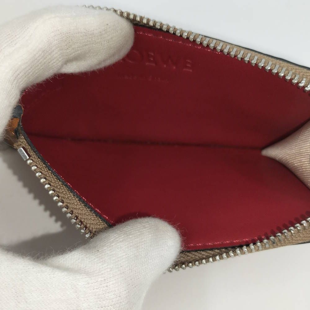 Loewe Coin Case L-shaped Zipper Leather Brown — view 8