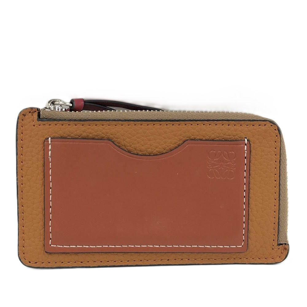 Loewe Coin Case L-shaped Zipper Leather Brown