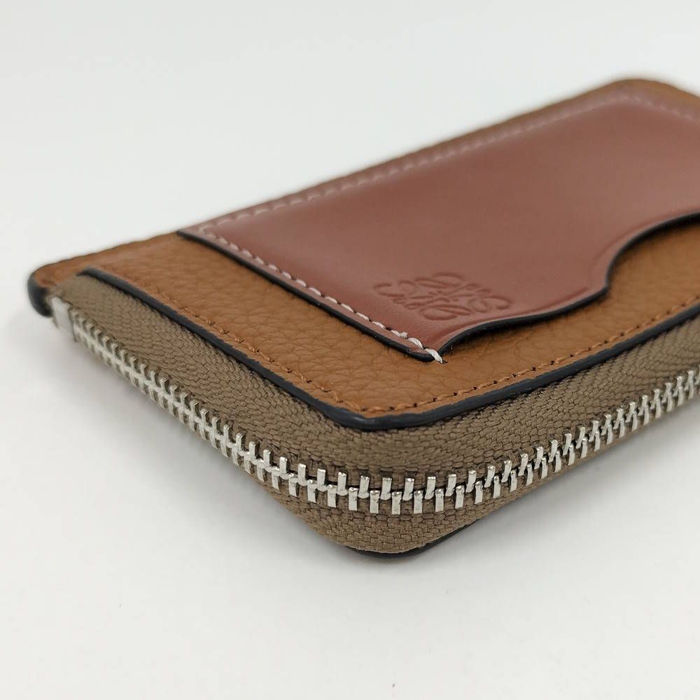 Loewe Coin Case L-shaped Zipper Leather Brown — view 4
