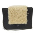 Celine Frame Chain Shoulder Wallet Fleece Leather Black