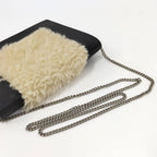 Celine Frame Chain Shoulder Wallet Fleece Leather Black — view 4