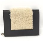 Celine Frame Chain Shoulder Wallet Fleece Leather Black — view 2