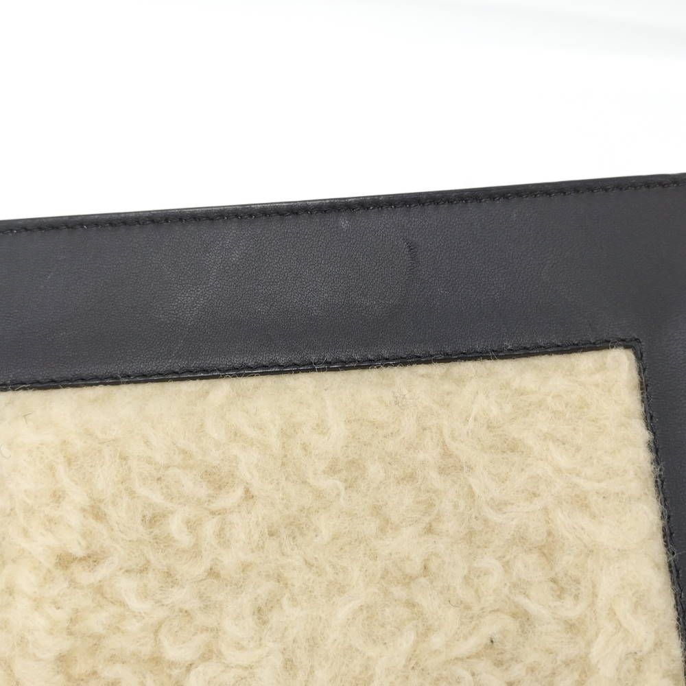 Celine Frame Chain Shoulder Wallet Fleece Leather Black — view 9