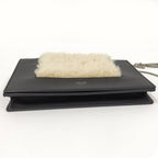 Celine Frame Chain Shoulder Wallet Fleece Leather Black — view 5