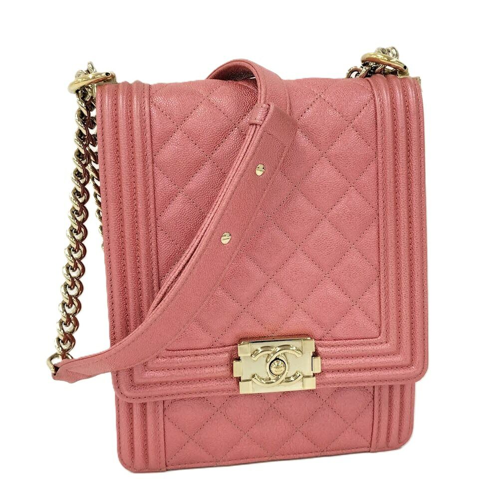 Chanel Boy Shoulder Bag Caviar Leather Pink