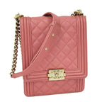 Chanel Boy Shoulder Bag Caviar Leather Pink