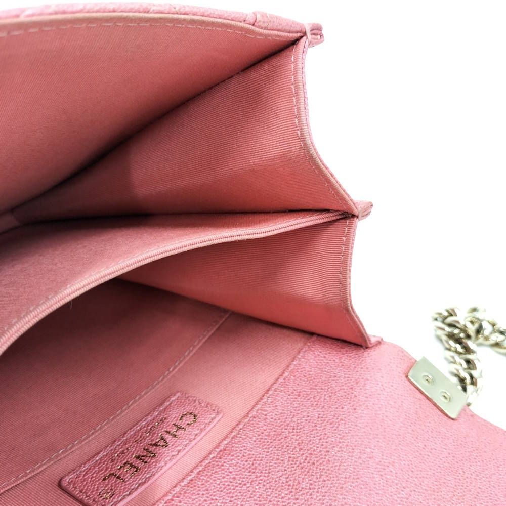 Chanel Boy Shoulder Bag Caviar Leather Pink — view 8