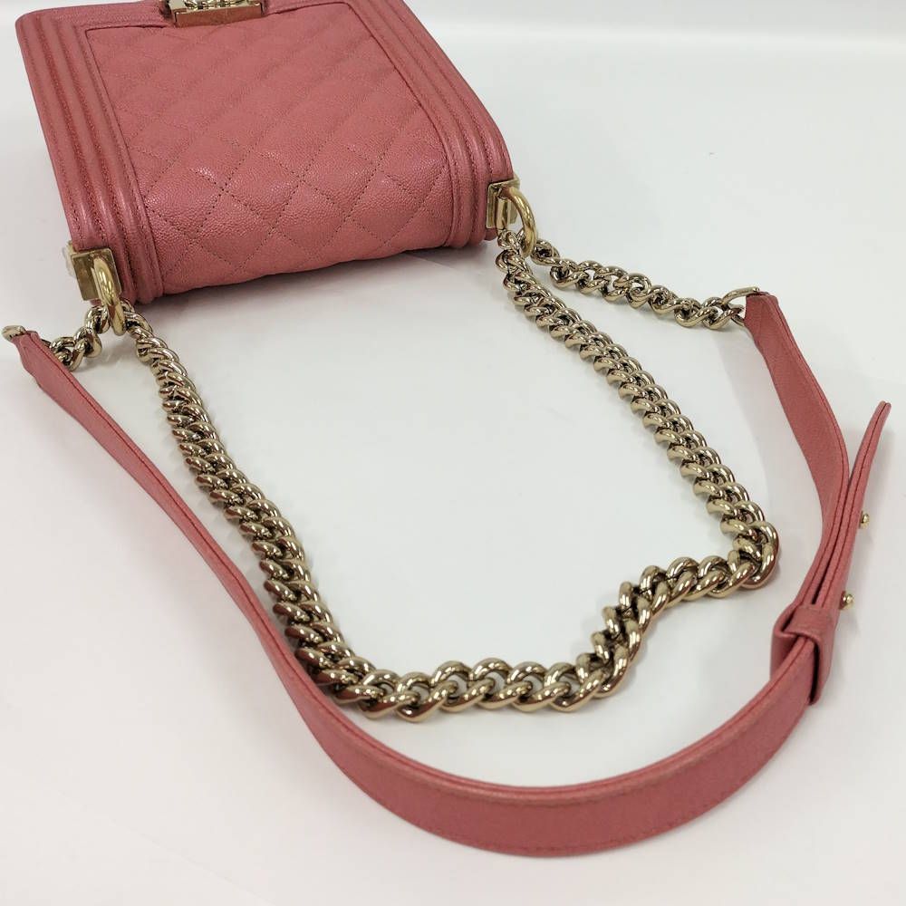Chanel Boy Shoulder Bag Caviar Leather Pink — view 6