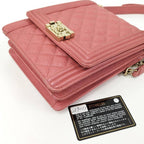 Chanel Boy Shoulder Bag Caviar Leather Pink — view 5
