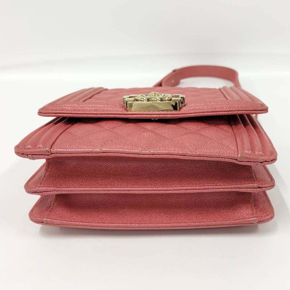 Chanel Boy Shoulder Bag Caviar Leather Pink — view 4